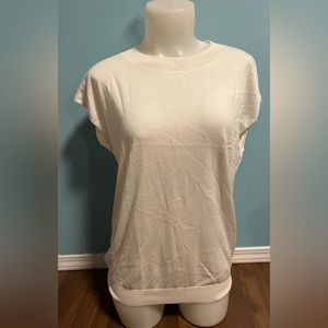 Ivory/white woven short sleeve LilySilk top shirt unworn